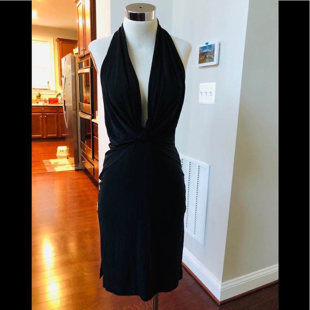 Deep Cleavage Open Back Slingy Party Dress